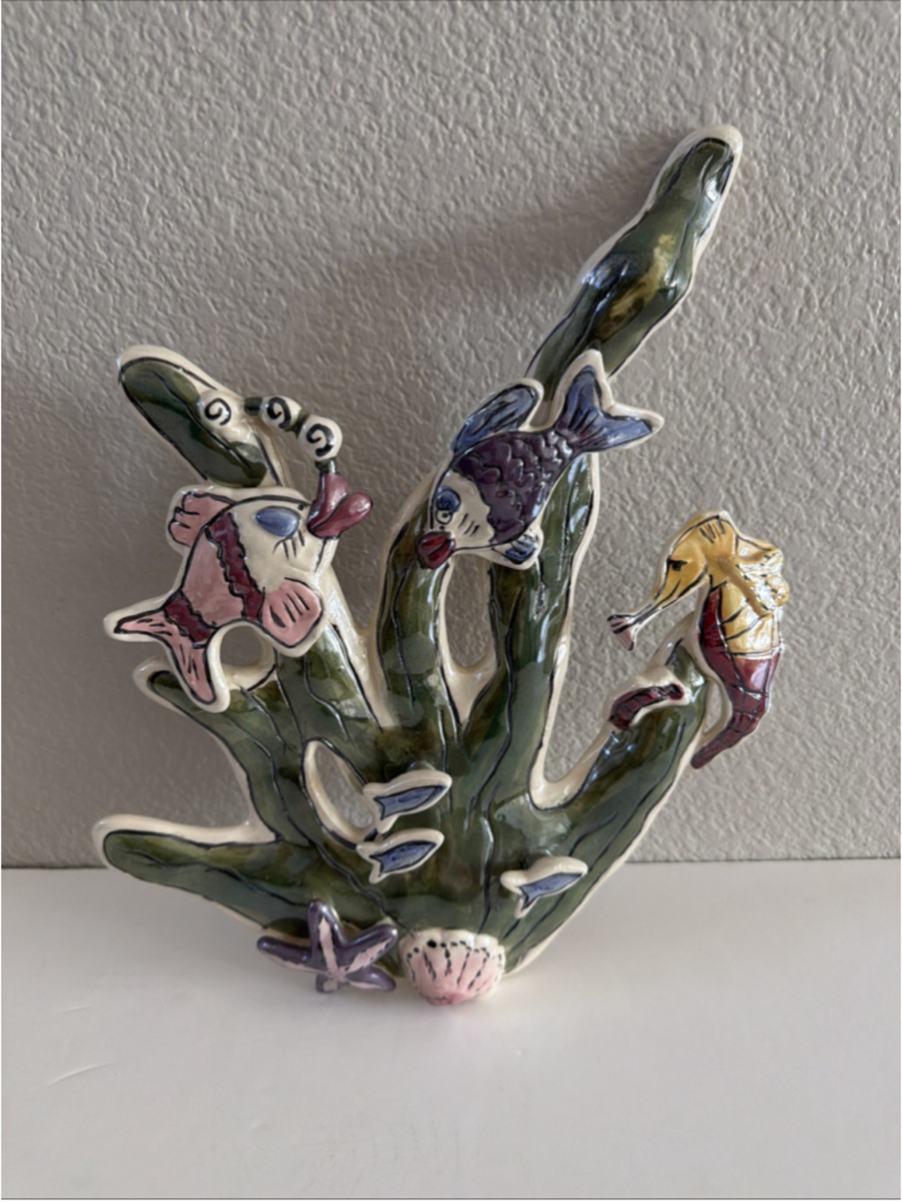 Blue Sky Clayworks Heather Goldminc 3D Seaweed Coral 12” Wall Plaque 2000 RARE